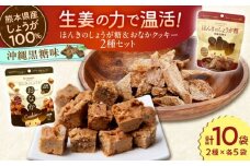 沖縄黒糖味 ほんきのしょうが糖とほんきのしょうがおなかクッキー各５袋セット【ジンジベル】 [AYAD021]
