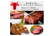 あか牛ヒレ&サーロインステーキセット(ヒレ120g×2枚、サーロイン200g×2枚)(美里町)【1542436】