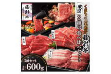 くまもと黒毛和牛「藤彩牛」厳選3種の食べ比べ計600g(美里町)【1608067】