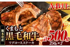 くまもと黒毛和牛 リブロースステーキ 500g (250g×2枚) 牛肉 冷凍 《30日以内に出荷予定(土日祝除く)》くまもと黒毛和牛 黒毛和牛 冷凍庫 個別 取分け 小分け 個包装 ステーキ肉 にも リブロースステーキ