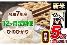 【12ヶ月定期便】新米 令和7年産  定期便 ひのひかり 5kg 《申込み翌月から発送》令和7年産 熊本県産 ふるさと納税 白米 精米 ひの 米 こめ ふるさとのうぜい ヒノヒカリ コメ 熊本米 ひのもり