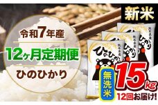 【12ヶ月定期便】新米 令和7年産 定期便 無洗米 ひのひかり 15kg 《申込み翌月から発送》令和7年産 熊本県産 ふるさと納税 精米 ひの 米 こめ ふるさとのうぜい ヒノヒカリ コメ 熊本米