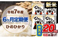 【6ヶ月定期便】新米 令和7年産 定期便 無洗米 ひのひかり20kg 《申込み翌月から発送》令和7年産 熊本県産 ふるさと納税 精米 ひの 米 こめ ふるさとのうぜい ヒノヒカリ コメ 熊本米 ひのもり