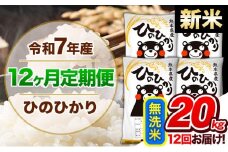 【12ヶ月定期便】新米 令和7年産 定期便 無洗米 ひのひかり20kg 《申込み翌月から発送》令和7年産 熊本県産 ふるさと納税 精米 ひの 米 こめ ふるさとのうぜい ヒノヒカリ コメ 熊本米