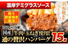 ハンバーグ 15個 国産のお肉使用！ 鶏肉不使用 温めるだけ 「通の贅沢ハンバーグ」濃厚デミグラスソース《11月上旬-11月下旬出荷》 牛 訳あり 小分け 早く届く