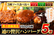 ハンバーグ 5個 国産のお肉使用！ 鶏肉不使用 温めるだけ 「通の贅沢ハンバーグ」3種ソース食べ比べ《45日以内に出荷予定(土日祝除く)》 牛 訳あり 小分け 早く届く