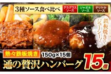 ハンバーグ 15個 国産のお肉使用！ 鶏肉不使用 温めるだけ 「通の贅沢ハンバーグ」3種ソース食べ比べ《11月上旬-11月下旬出荷》 牛 訳あり 小分け 早く届く