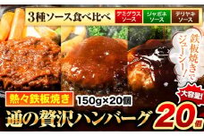 ハンバーグ 20個 国産のお肉使用！ 鶏肉不使用 温めるだけ 「通の贅沢ハンバーグ」3種ソース食べ比べ《11月上旬-11月下旬出荷》 牛 訳あり 小分け 早く届く