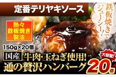 ハンバーグ 20個 国産のお肉使用！ 鶏肉不使用 温めるだけ 「通の贅沢ハンバーグ」定番テリヤキソース《11月上旬-11月下旬出荷》 牛 訳あり 小分け 早く届く