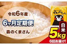 令和6年産 森のくまさん 【6ヶ月定期便】 白米 《お申し込み月の翌月から出荷開始》 5kg (5kg×1袋) 計6回お届け 熊本県産 単一原料米 森くま 熊本県 玉東町