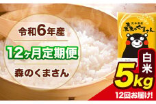 令和6年産 森のくまさん 【12ヶ月定期便】 白米 《お申し込み月の翌月から出荷開始》 5kg (5kg×1袋) 計12回お届け 熊本県産 単一原料米 森くま 熊本県 玉東町