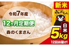 新米 令和7年産 森のくまさん 【12ヶ月定期便】 白米 《11月から出荷開始》 5kg (5kg×1袋) 計12回お届け 熊本県産 単一原料米 森くま 熊本県 玉東町