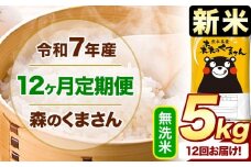 新米 令和7年産 森のくまさん 【12ヶ月定期便】 無洗米 《お申し込み月の翌月から出荷開始》 5kg (5kg×1袋) 計12回お届け 熊本県産 単一原料米 森くま 熊本県 玉東町