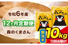 令和6年産 森のくまさん 【12ヶ月定期便】 無洗米 《お申し込み月の翌月から出荷開始》 10kg (5kg×2袋) 計12回お届け 熊本県産 単一原料米 森くま 熊本県 玉東町