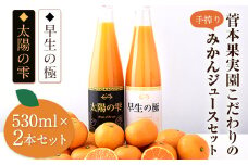 『菅本果実園』こだわりの手搾りみかんジュースセット 太陽の雫530ml×1本 早生の極み530ml×1本 《11月下旬-2024年4月末頃出荷》熊本県玉名郡玉東町