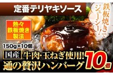 ハンバーグ 10個 国産のお肉使用！ 鶏肉不使用 温めるだけ 「通の贅沢ハンバーグ」定番テリヤキソース《11月上旬-11月下旬出荷》 牛 訳あり 小分け 早く届く