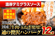 ハンバーグ 12個 国産のお肉使用！ 鶏肉不使用 温めるだけ 「通の贅沢ハンバーグ」濃厚デミグラスソース《45日以内に出荷予定(土日祝除く)》 牛 訳あり 小分け 早く届く