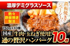 ハンバーグ 10個 国産のお肉使用！ 鶏肉不使用 温めるだけ 「通の贅沢ハンバーグ」濃厚デミグラスソース《11月上旬-11月下旬出荷》 牛 訳あり 小分け 早く届く