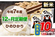 【12ヶ月定期便】新米 令和7年産  定期便 無洗米 ひのひかり 10kg 《申込み翌月から発送》令和7年産 熊本県産 ふるさと納税 精米 ひの 米 こめ ふるさとのうぜい ヒノヒカリ コメ 熊本米 ひのもり