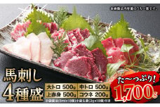 馬刺し4種盛り 1700g 長洲町L（桜屋）《30日以内に出荷予定(土日祝除く)》馬刺し 熊本 長洲町 赤身 コウネ たてがみ 大トロ 中トロ 食べ比べ 馬肉