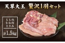 天草大王 贅沢1羽セット 約1.5kg 《60日以内に出荷予定(土日祝除く)》 【幻の地鶏】もも・むね・ささみ 各2枚