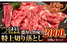 くまもと黒毛和牛 ウデ・モモ 赤身切り落とし 2000g 牛肉 冷凍 《7-14営業日以内に出荷予定(土日祝除く)》冷凍庫 個別 取分け 小分け 個包装 モモ スライス 肉 お肉 しゃぶしゃぶ すき焼き A5 A4 長洲町