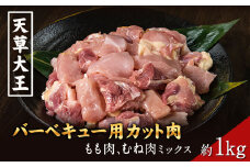 天草大王 バーベキュー用カット肉 1kg 《60日以内に出荷予定(土日祝除く)》 熊本県産 【幻の地鶏】長洲町 もも肉 むね肉