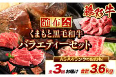  藤彩牛 全3回頒布会 バラエティーセット 合計3.6kg くまもと食彩の力 《お申込み月の翌月から出荷開始》 熊本県 長洲町 くまもと黒毛和牛 黒毛和牛 牛肉 肉 ハンバーグ 焼肉用 焼き肉用 しゃぶしゃぶ・すき焼き用 モモ バラ カルビ 定期便