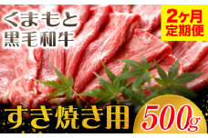 【2ヶ月定期便】牛肉 くまもと黒毛和牛 すき焼き用 500g 長洲町L（桜屋）《お申込み月の翌月から出荷開始》 定期 計2回お届け 熊本県 長洲町 送料無料 黒毛和牛 牛肉 肉 すき焼き