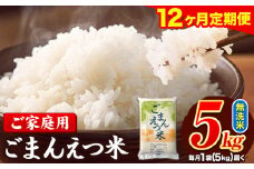 【12ヶ月定期便】訳あり 米 無洗米 ごまんえつ米 5kg 5kg×1袋 米 こめ 定期便 家庭用 備蓄 熊本県 長洲町 くまもと ブレンド米 熊本県産 訳あり 常温 配送 《お申し込み月の翌月から出荷開始》