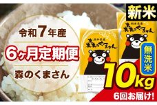 新米 令和7年産 森のくまさん 無洗米 10kg 5kg×2袋 計6回お届け 《お申し込み月の翌月から出荷開始》 お米 こめ 熊本県産 ご飯 備蓄
