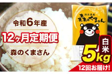 令和6年産 森のくまさん 白米 5kg 5kg×1袋 計12回お届け 《お申し込み月の翌月から出荷開始》 お米 こめ 熊本県産 ご飯 備蓄