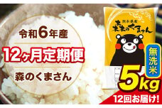 令和6年産 森のくまさん 無洗米 5kg 5kg×1袋 計12回お届け 《お申し込み月の翌月から出荷開始》 お米 こめ 熊本県産 ご飯 備蓄
