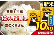 新米 令和7年産 森のくまさん 無洗米 10kg 5kg×2袋 計12回お届け 《お申し込み月の翌月から出荷開始》 お米 こめ 熊本県産 ご飯 備蓄