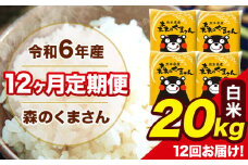 令和6年産 森のくまさん 白米 20kg 5kg×4袋 計12回お届け 《お申し込み月の翌月から出荷開始》 お米 こめ 熊本県産 ご飯 備蓄