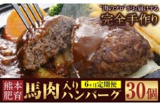 【6ヶ月定期便】ハンバーグ 馬肉入り 手作りハンバーグ 30個 (1個：約150g) 定期便 馬肉ハンバーグ 肉 馬肉 手作り 肉の宮本《申し込みの翌月から出荷(土日祝除く)》惣菜 おかず 肉 牛 豚