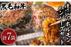黒毛和牛漬け込みホルモン・ハンバーグセット（計7袋） 絶品 ブランド牛 黒毛和種 有限会社トップルーフ《60日以内に出荷予定(土日祝除く)》