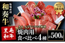厳選 くまもと黒毛和牛 焼肉用食べ比べ4種 500g《30日以内に出荷予定(土日祝除く)》熊本県 大津町 和牛焼肉LIEBE くまもと黒毛和牛 厳選部位 上ロース ハラミ サガリ シンシン 冷蔵 リーベ