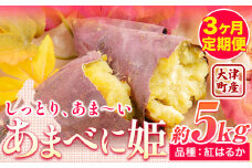 3ヶ月定期便 熊本県 大津町産 あまべに姫 (紅はるか) 約5kg ガブレス《12月から出荷開始》さつまいも 芋 紫芋 高糖度 st-p
