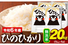 令和6年産 無洗米 米 ひのひかり 20kg (5kg袋×4)《7-14日以内に出荷予定(土日祝除く)予定》熊本県 大津町 国産 熊本県産 無洗米 精米 送料無料 ヒノヒカリ こめ お米 