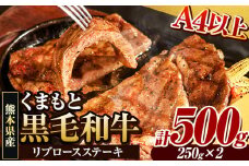 くまもと黒毛和牛 リブロースステーキ 500g ( 250g x 2枚 ) 牛肉 冷凍 《30日以内に出荷予定(土日祝除く)》 くまもと黒毛和牛 黒毛和牛 冷凍庫 個別 取分け 小分け 個包装 ステーキ肉 にも リブロースステーキ