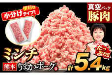 熊本うまかポーク 約300g~400g×14~18袋 5.4kg ミンチのみ パックミンチ  冷凍 豚 個別 個別包装 大容量 ブタ 豚肉 小分け ミンチ 熊本県産 豚 細切れ こま切れ 豚こま 豚小間切れ 豚しゃぶ 小分け 訳あり 訳有 ひき肉 うまかポーク 傷 規格外 ぶた肉 ぶた 真空パック  簡易包装 冷凍 《3月下旬-4月末頃出荷予定》