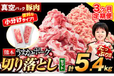 【3ヶ月定期便】 豚肉 切り落とし ＆ ミンチ ハーフセット 5.4kg 豚 細切れ こま切れ 豚こま 豚小間切れ 豚しゃぶ 小分け 訳あり 訳有 ひき肉 うまかポーク 傷 規格外 ぶた肉 ぶた 真空パック 数量限定 簡易包装 冷凍 《申し込み翌月から発送》