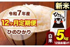 新米 令和7年産 【12ヶ月定期便】 白米 米 ひのひかり 5kg《お申し込み月の翌月から出荷開始》熊本県 大津町 国産 熊本県産 白米 送料無料 ヒノヒカリ こめ お米