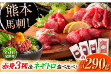 【全3回定期便】【熊本特産】赤身馬刺し3種とネギトロの詰め合わせ 3891 / ねぎ 熊本県 菊陽町 ばさし 馬刺 うま にく 肉 とろ お祝 ご褒美 つまみ【株式会社フジチク】 [BHAD066]