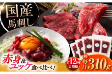 【全12回定期便】フジチク 国産馬刺し と ユッケのセット 計約310g / ばさし 熊本県 菊陽町 ゆっけ セット 馬肉 にく うま 祝い ご褒美【株式会社フジチク】 [BHAD089]