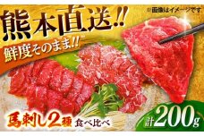 こだわり馬刺し2点盛り 各100g（醤油・生姜付き）計200g / 馬肉 上赤身 トロ セット ばさし 醤油付き 菊陽町 熊本県 特産品 【有限会社菊陽食肉センター】 [BHAC001]