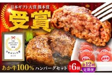 【全12回定期便】【限定数量】熊本和牛あか牛ハンバーグセット　約120g×6個 / ハンバーグ あかうし あか牛 たっぷり 赤牛 肉 大賞 100% にく niku ブランド 旨み 熊本県 菊陽町【有限会社　三協畜産】[BHAS035]