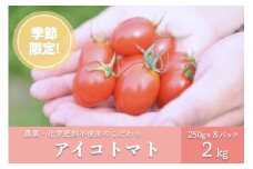 農薬・化学肥料不使用 河津さんの愛情たっぷり アイコトマト 2kg ミニトマト トマト とまと 野菜 無農薬 農薬不使用 化学肥料不使用 愛情たっぷり 新鮮 産地直送 熊本 阿蘇 南小国町 送料無料