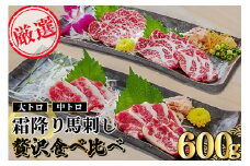 霜降り大トロ・中トロ馬刺し 贅沢食べ比べセット 600g 馬刺し 霜降り 大トロ 中トロ 贅沢 食べ比べ セット 小分け 馬肉 馬 生食用 肉刺し 高級 熊本 阿蘇 南小国町 送料無料